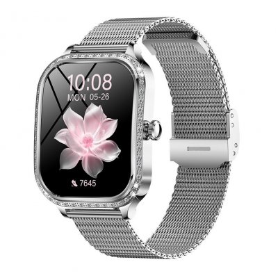  Montre connect&eacute;e femme 1,75"" - Surveillance sant&eacute; - Bluetooth 5.2 - argent&eacute;