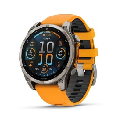 GARMIN Montre connect&eacute;e  Fenix 8 AMOLED Sapphire 47 mm Orange