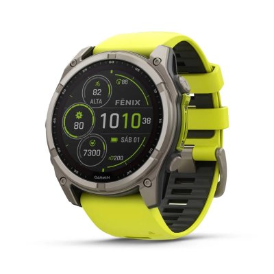 GARMIN Montre Connect&eacute;e  Fenix 8 Solar Sapphire GPS 51mm Jaune