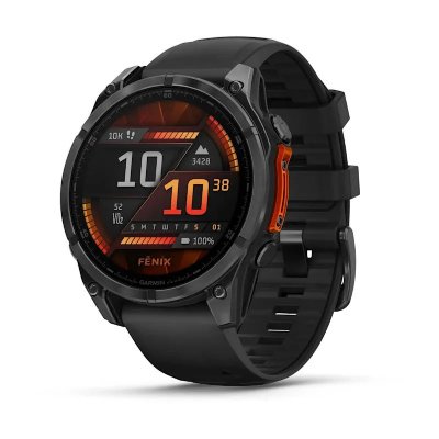 GARMIN Montre connect&eacute;e  Fenix8 47 mm Gris avec bracelet Noir 