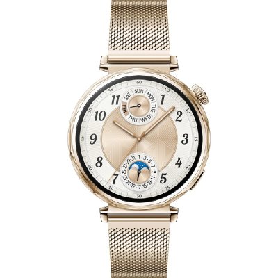 HUAWEI Montre connect&eacute;e  Watch GT 5 41 mm dor&eacute; en acier inoxydable avec bracelet Milanais Or 
