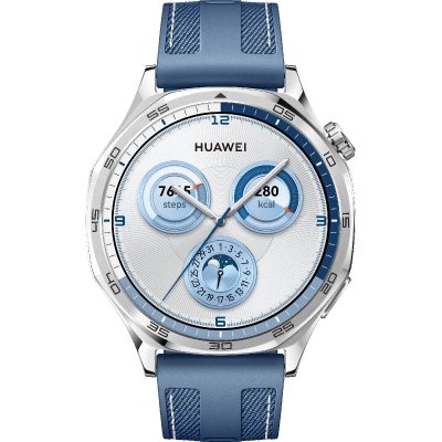 HUAWEI Montre connect&eacute;e  Watch GT 5 46 mm acier inoxydable avec bracelet en nylon Bleu 
