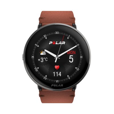 POLAR Montre connect&eacute;e Mixte  Ignite 3 Titanium Cuir Marron M/L