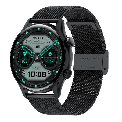YONIS Montre Connect&eacute;e Sport Bracelet Acier Cardio Sommeil Calories Musique Android iOS IP68 Noir