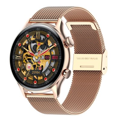 YONIS Montre Connect&eacute;e Sport Bracelet Acier Cardio Sommeil Calories Musique Android iOS IP68 Or