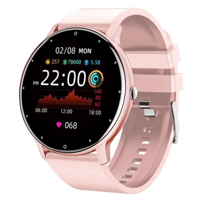 NORTH EDGE Montre connect&eacute;e Tactile Ecran rond HD Bracelet en silicone Rose