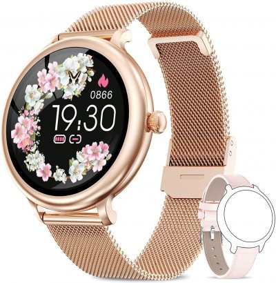 CHRONUS Montre connect&eacute;e ZX10 IP68 Etanche Fitness Tracker-Or- 