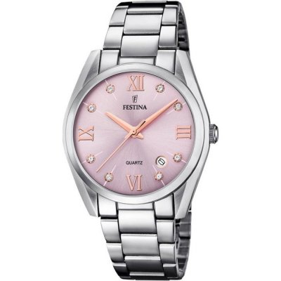 FESTINA Montre  F16790/d Bordeaux, Bracelet Acier Inoxydable, Femme