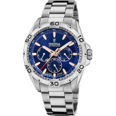 FESTINA Montre  F20623/2 Bleu, Bracelet D&acute; Acier Inoxydable, Homme
