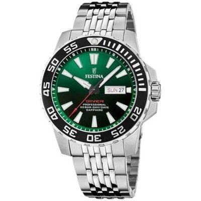 FESTINA Montre  F20661/2 Vert, Bracelet D&acute; Acier Inoxydable, Homme
