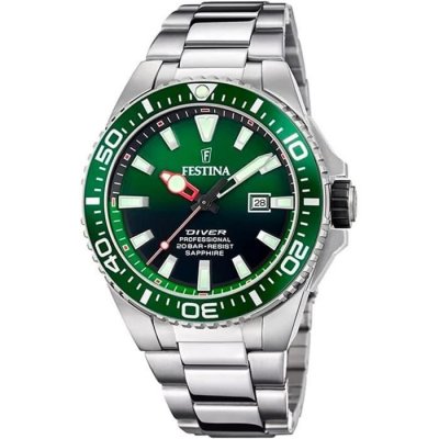FESTINA Montre  F20663/2 Vert, Bracelet D&acute; Acier Inoxydable, Homme