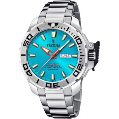 FESTINA Montre  F20665/6 Bleu, Bracelet D&acute; Acier Inoxydable, Homme