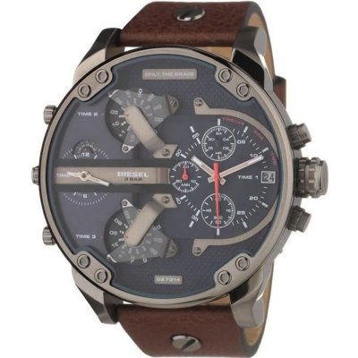 DIESEL Montre homme  mr daddy 2.0 dz7314 cuir brun et cadran bleu