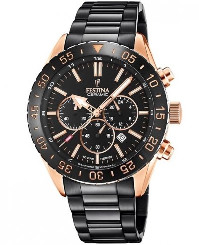 FESTINA Montre Homme  Montres CERAMIC F20578-1 - Bracelet Acier Noir