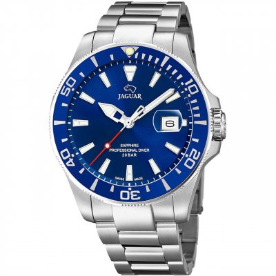 JAGUAR Montre homme J860-C. Fashion. Date. Bleu. Argent.