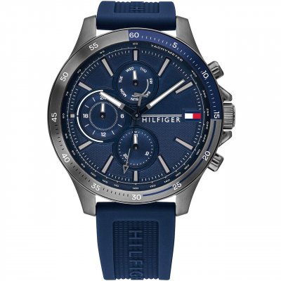 TOMMY HILFIGER Montre Homme  Bank 1791721 bracelet silicone bleu