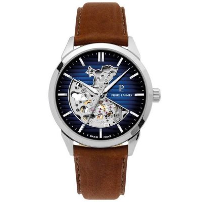 PIERRE LANNIER Montre  Montre Homme MONARCK Bleu Cuir Brun