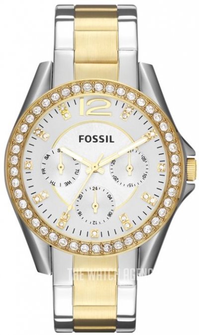 FOSSIL Montre Riley multifonction en Acier Inoxydable Bicolore, ES3204