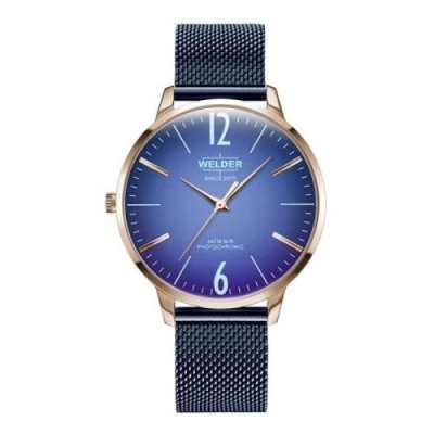 WELDER Montre Soudeur femme mince Breezy WRS607 ceinture en maille milanaise sph&egrave;re lentille photochromique