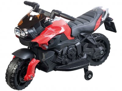 PLAYTASTIC Moto &eacute;lectrique pour enfant avec stabilisateurs et effets sonores EKM-70