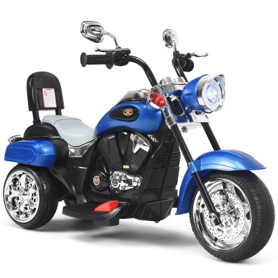 COSTWAY Moto &Eacute;lectrique pour Enfants 3 Roues -  - Chopper Bleu - Phares et Musique Int&eacute;gr&eacute;e