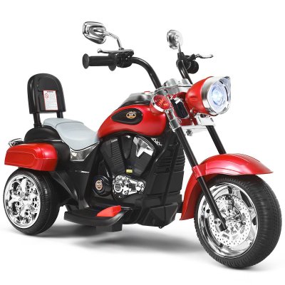 COSTWAY Moto &Eacute;lectrique pour Enfants 3 Roues Effet Sonore et Lumineux -  - Style de Chopper Rouge