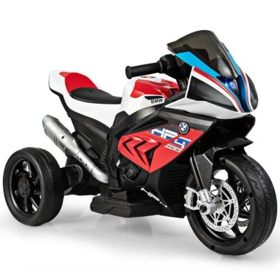 COSTWAY Moto &eacute;lectrique pour enfants BMW -  - Rouge - 3-8 ans - Phare lumineux - Musique - 3 roues