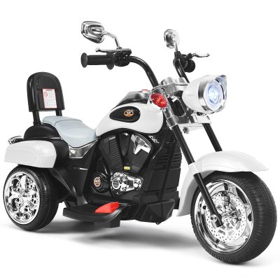 COSTWAY Moto &Eacute;lectrique pour Enfants Scooter 3 Roues Effet Sonore et Lumineux -  - Chopper Blanc
