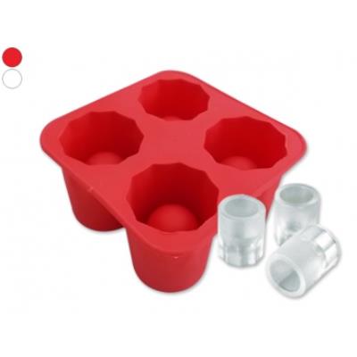 TOTALCADEAU Moule et bac pour 4 glacons et chocolat verres shooter blanc