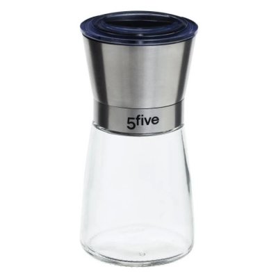 FIVE SIMPLY SMART Moulin &agrave; &eacute;pices en verre et acier inoxydable 13,50 cm