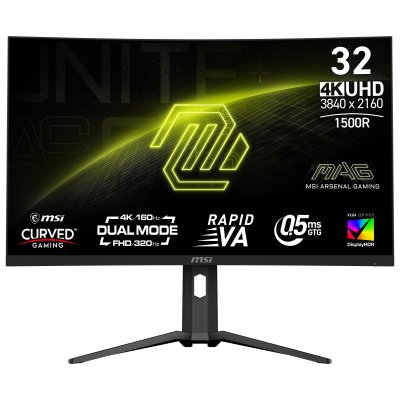 MSI  MAG 321CUPDF 31,5"" LED Rapid VA UltraHD 4K 160 Hz 0,5 m HDR 400 Sync Adaptatif Courbe