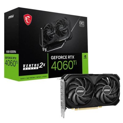 MSI  - Nvidia - Carte Graphique - RTX 4060 Ti VENTUS 2X BLACK OC - 8Go