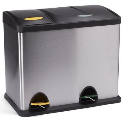 MSV  - Poubelle &agrave; p&eacute;dale Tri S&eacute;lectif Inox 18L+8L - Gris