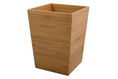 MSV  - Poubelle de salle de bain en bambou laqu&eacute; - 20 x 20 x 26 cm