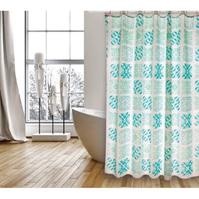 GENERIQUE MSV Rideau de douche Polyester SINTRA 180x200cm QUALIT&Eacute; PREMIUM Turquoise - Anneaux inclus