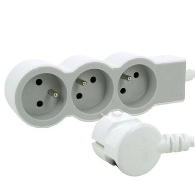 LEGRAND Multiprise 3 prises 2 p&ocirc;les+terre  blanc et gris 1 5 m