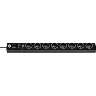 BRENNENSTUHL Multiprise Hugo avec parasurtenseur  - 8 prises - Noir