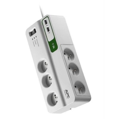 SCHNEIDER ELECTRIC Multiprise parafoudre 6 prises + 2 USB blanc 
