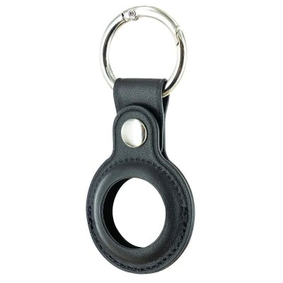 Muvit for change airtag black pu leather keychain