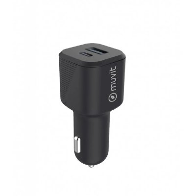 Muvit For Change Usb Qc 3.0 18w+ 1 Usb-c Pd 20w Car Charger Noir