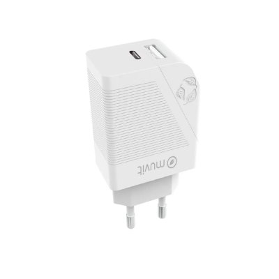 MUVIT  For Change Usb Qc 3.0 18w+ 1 Usb-c Pd 20w Charger Blanc