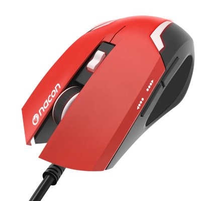 NACON  - Souris (Droitier, Optique, USB, 2400 DPI, 132 g, Noir, Rouge)