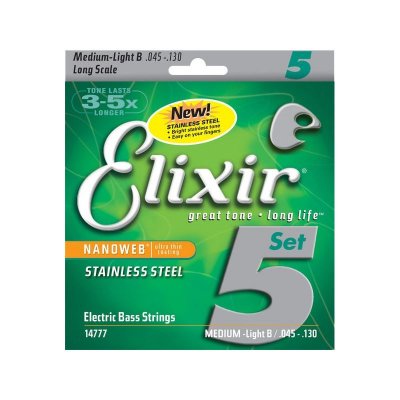 ELIXIR Nanoweb 14777 - Jeu de cordes guitare basse 5 cordes - 45-130
