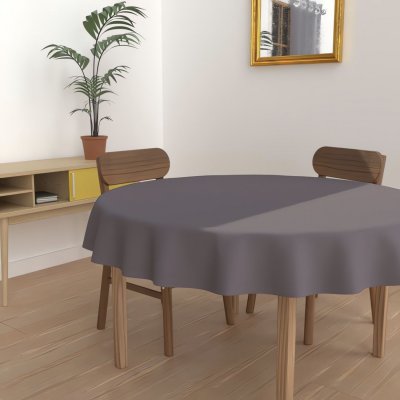 SOLEIL D OCRE Nappe anti-t&acirc;ches ronde 180 cm ALIX anthracite, par Soleil d'Ocre