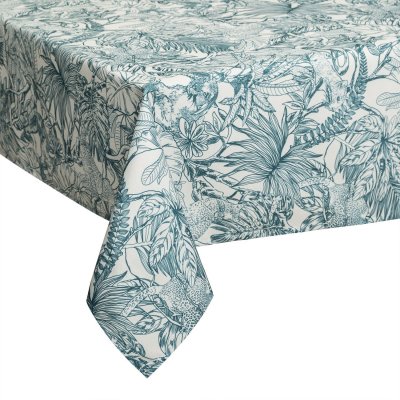 ATMOSPHERA CREATEUR D INTERIEUR Nappe antitache &agrave; motifs ""jungle"" 140x240cm bleu