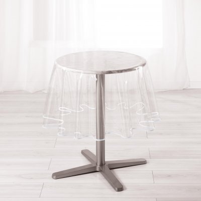 LIGNE DECOR Nappe cristal ronde (0) 180 cm pvc uni 15/100e garden/biais Blanc