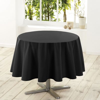 DOUCEUR D INTERIEUR Nappe ronde (0) 180 cm polyester uni essentiel Noir