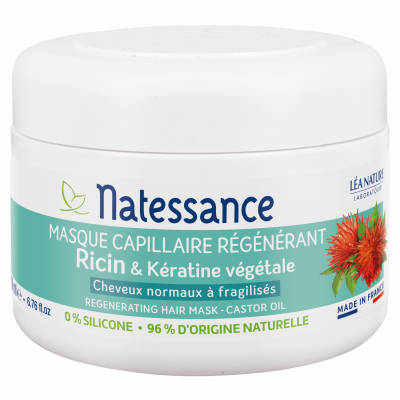 NATESSANCE  Masque Capillaire R&eacute;g&eacute;n&eacute;rant K&eacute;ratine et Ricin 200ml 