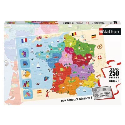 NATHAN  Puzzle 250 p - Carte de France - - Puzzle enfant