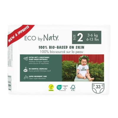  NATY - Lot de 4 paquets de couches Taille 2 Mini 3-6 kg 132pcs